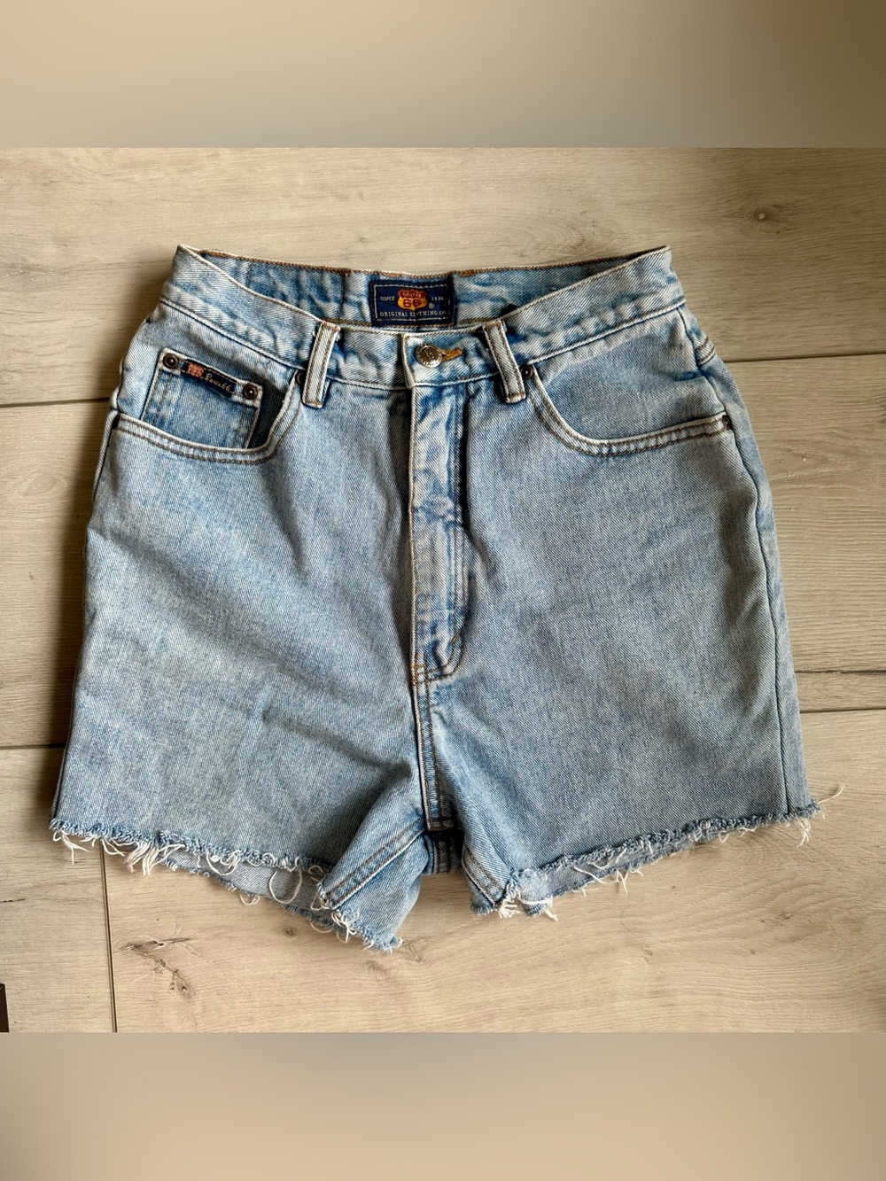 Route 66 Vintage Style High Rise Denim Cutoff Shorts